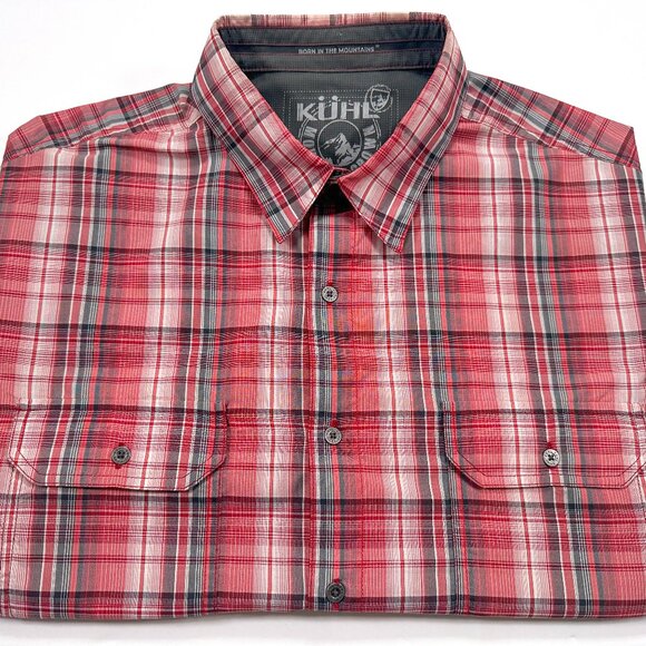 Kuhl Other - Kuhl Eluxor Shirt Men’s XXL Red Plaid Metal Button Outdoor Hiking Short Sleeve